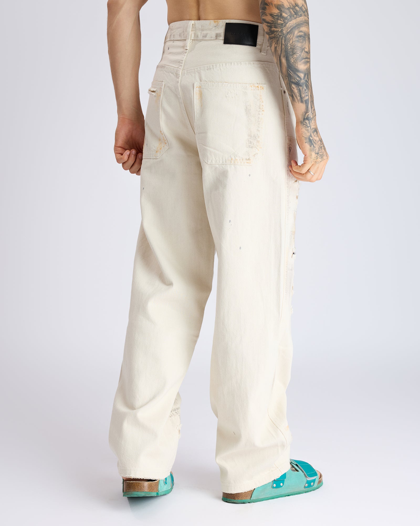 STRAIGHT-LEG JEANS WITH PATCHWORK DETAIL