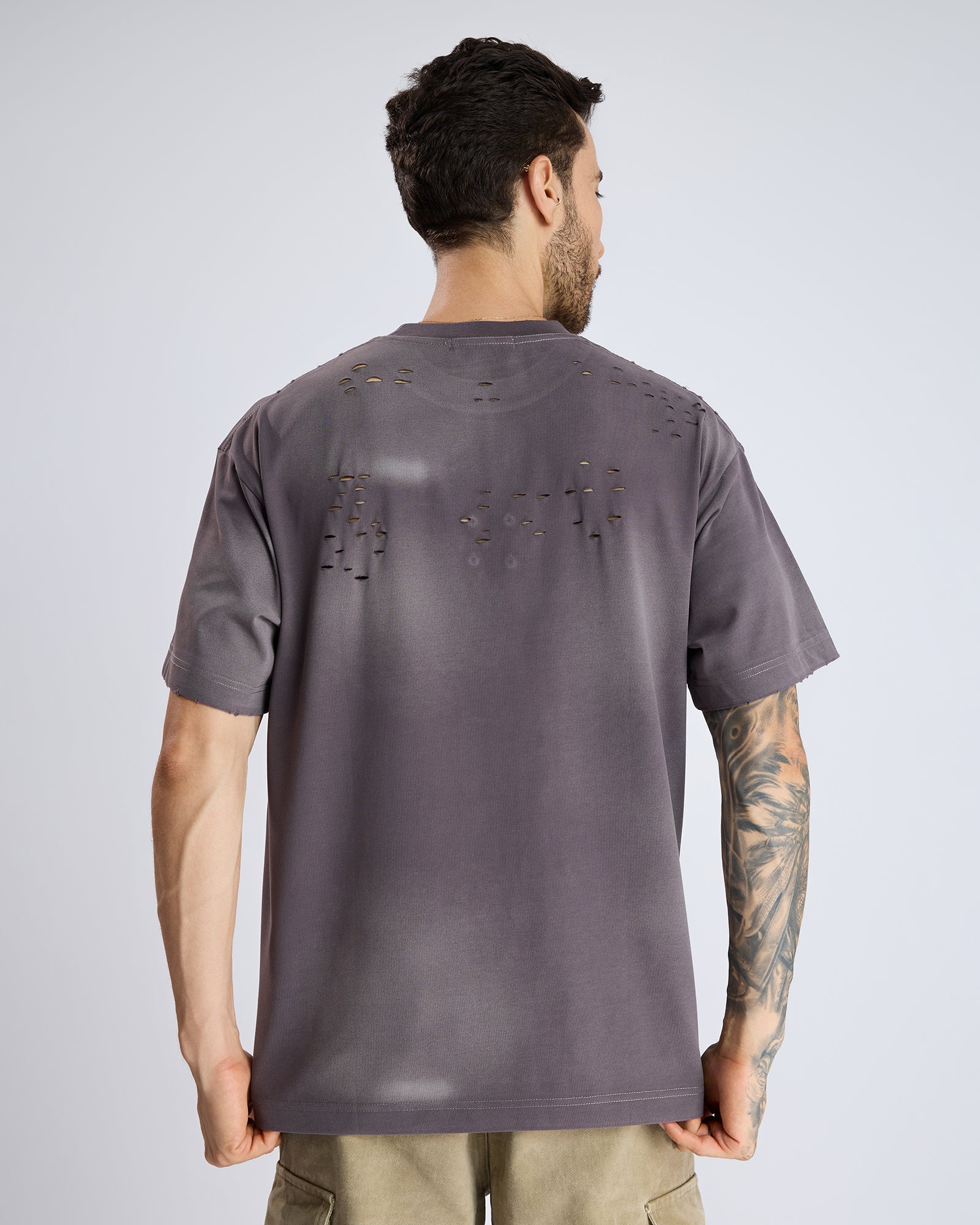 CHARCOAL EYELET T-SHIRT