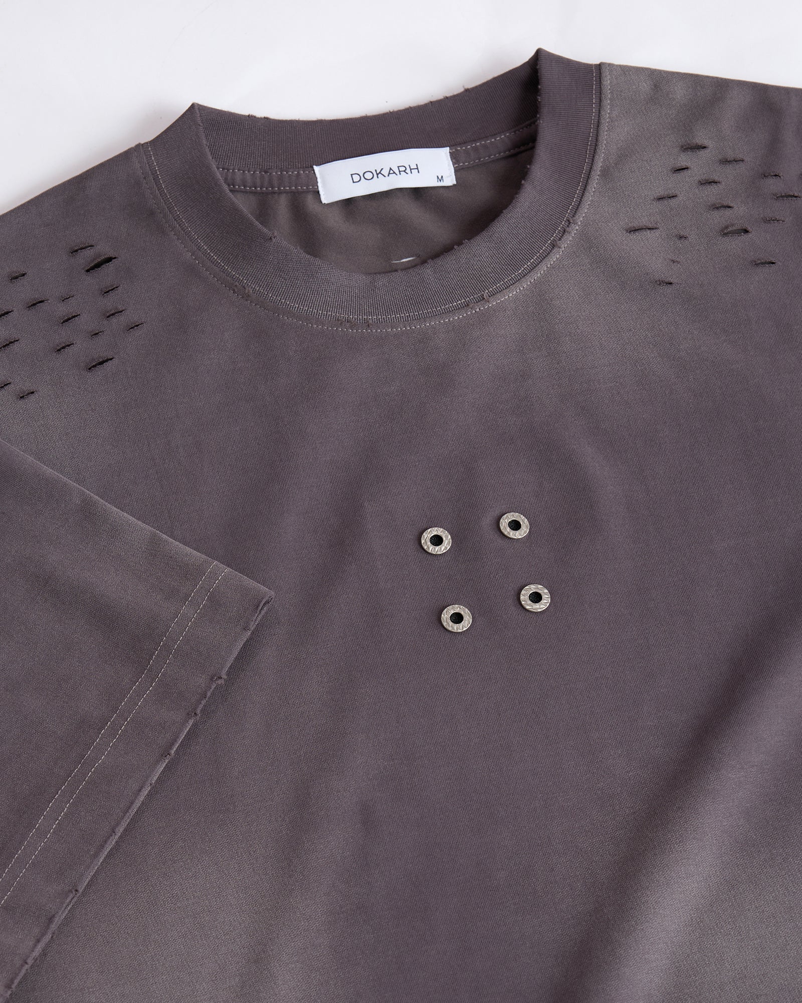 CHARCOAL EYELET T-SHIRT