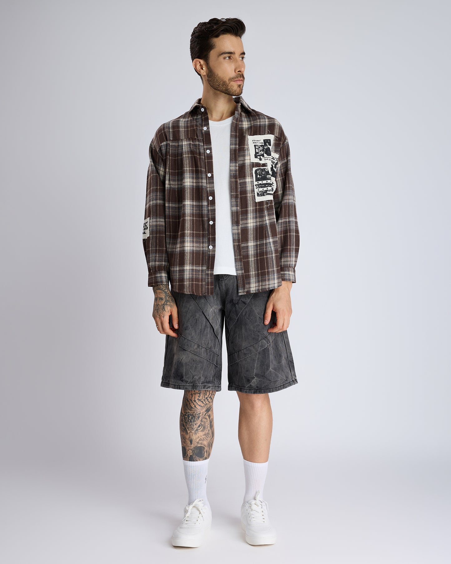 REBEL PATCHED FLANNEL SHIRT