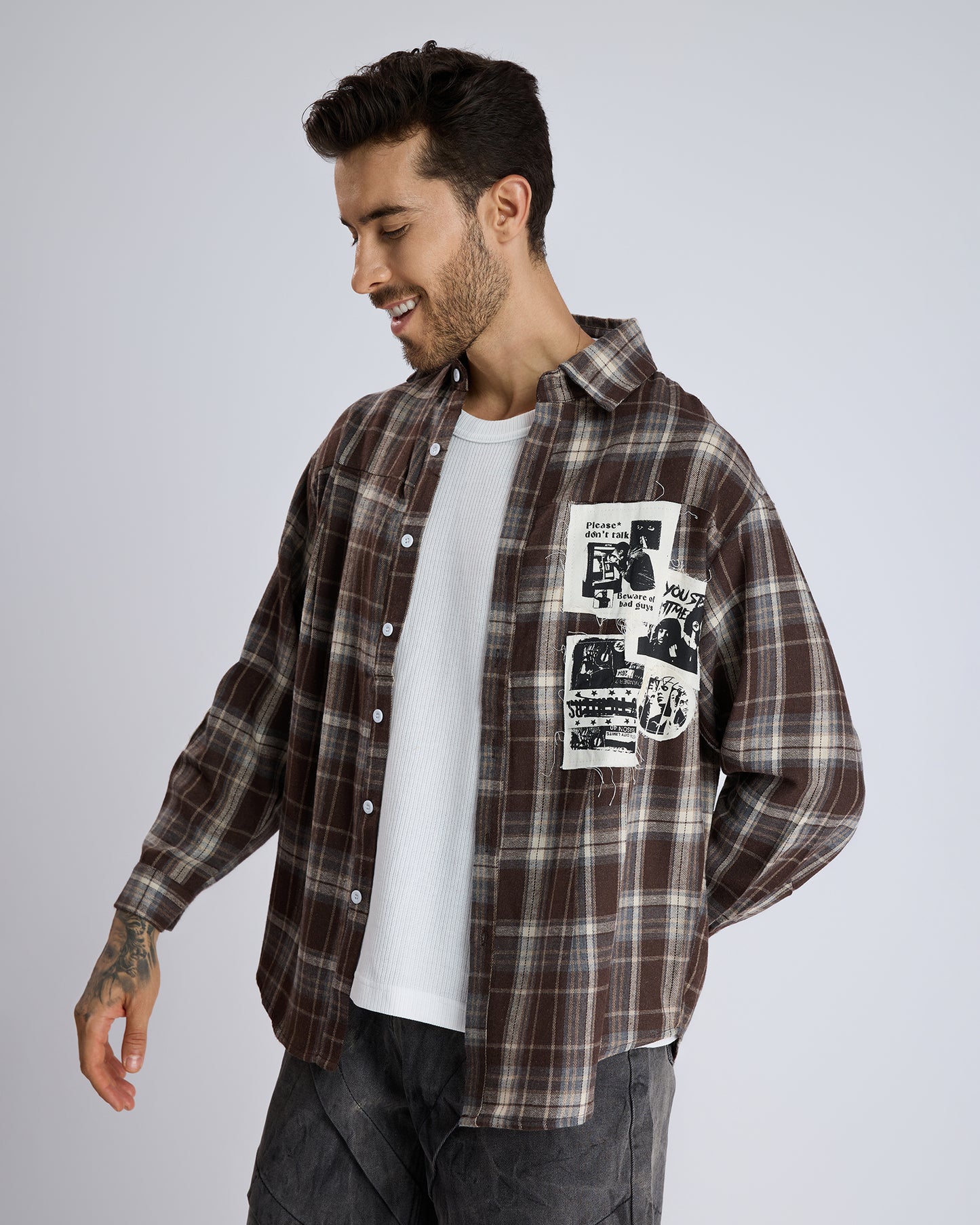 REBEL PATCHED FLANNEL SHIRT