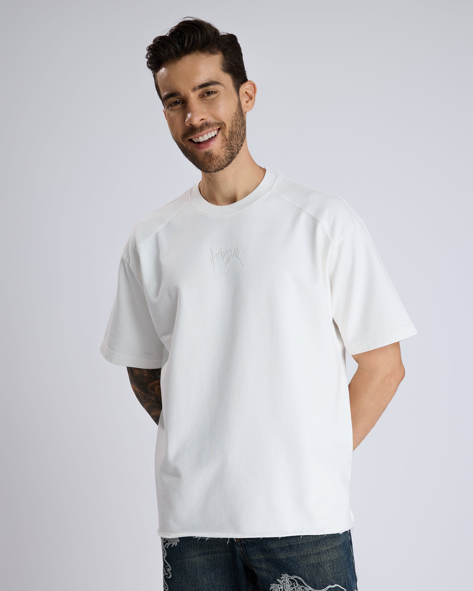 COTTON T-SHIRT WITH TONAL EMBROIDERY
