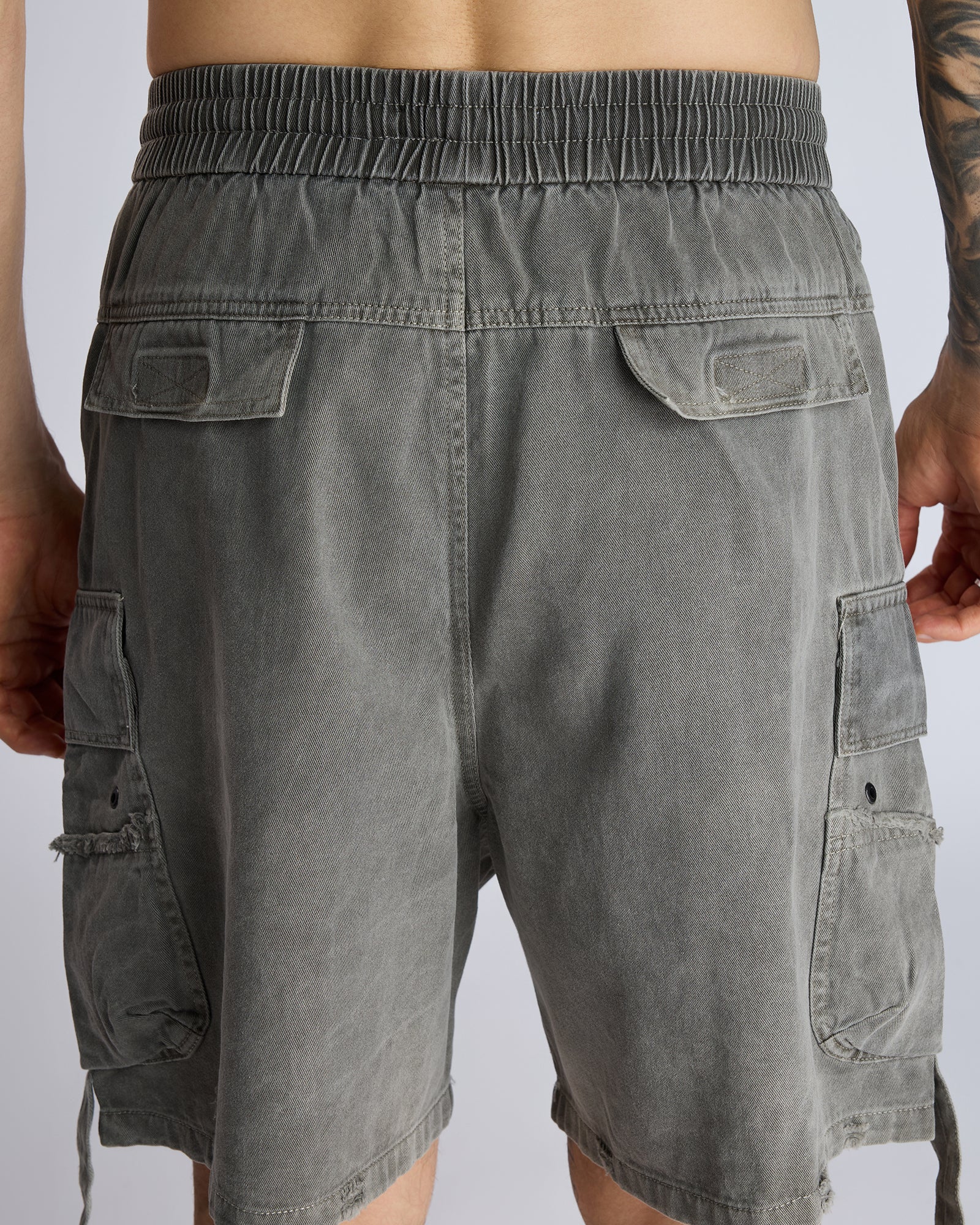 WASHED CARGO SHORTS WITH SIDE FLAP POCKETS