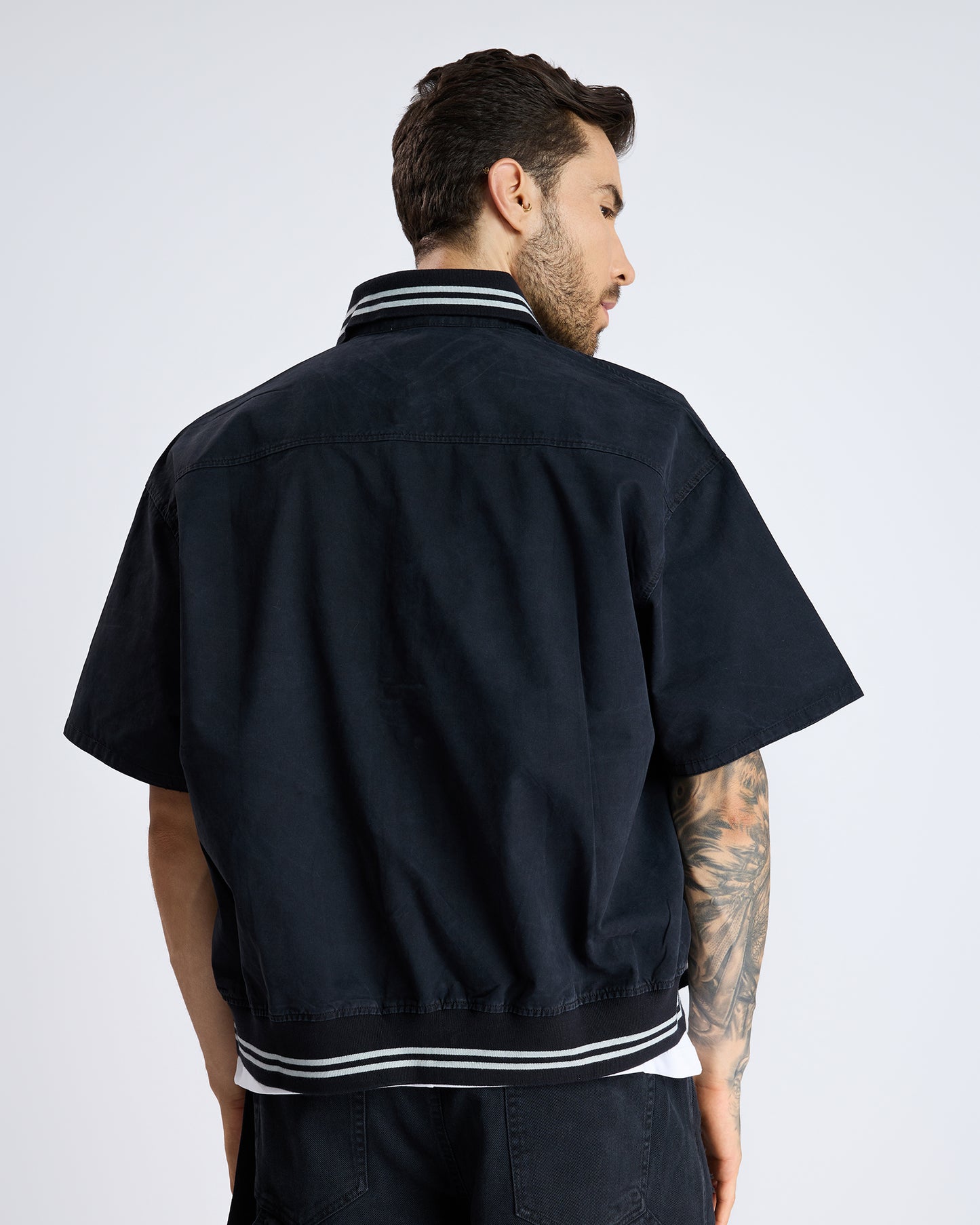 SHORT-SLEEVE VARSITY JACKET