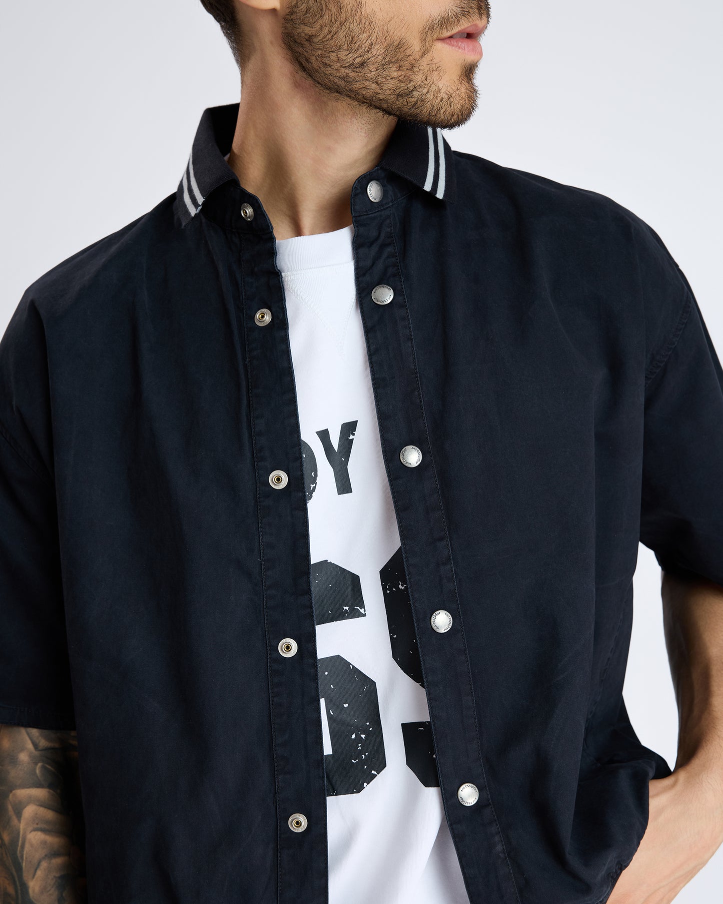 SHORT-SLEEVE VARSITY JACKET