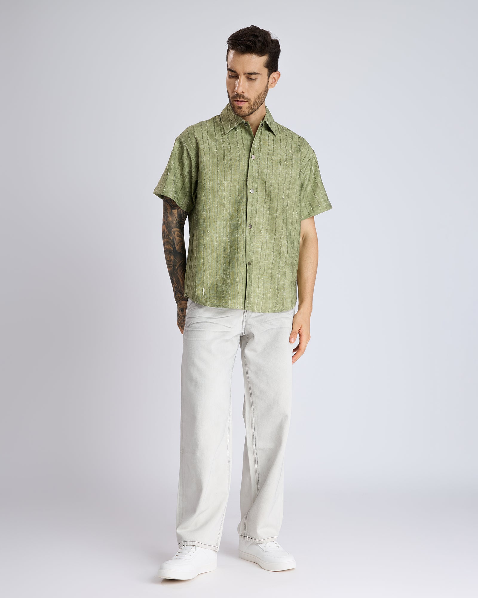 TEXTURED OLIVE SHIRT