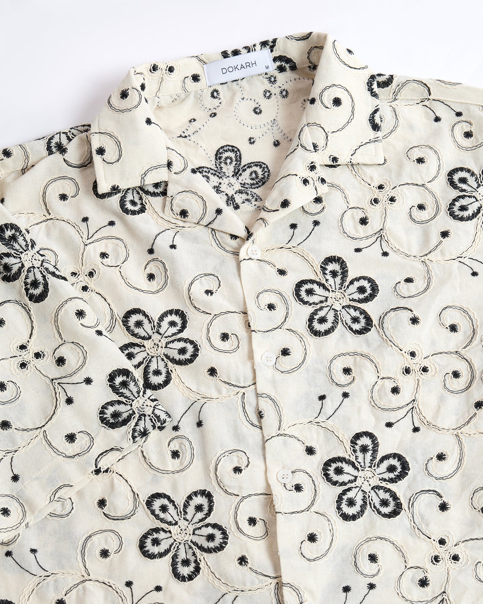 OFF-WHITE CUBAN SHIRT WITH THREAD EMBROIDERY
