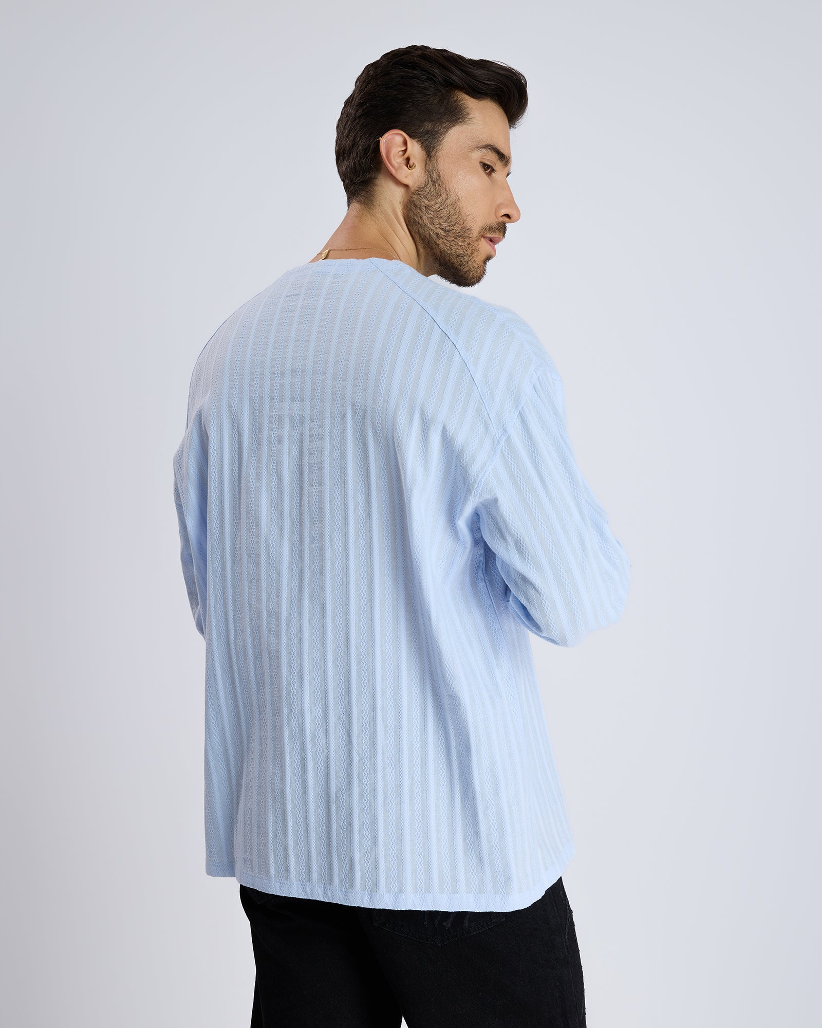 TEXTURED BLUE SHIRT by DOKARH