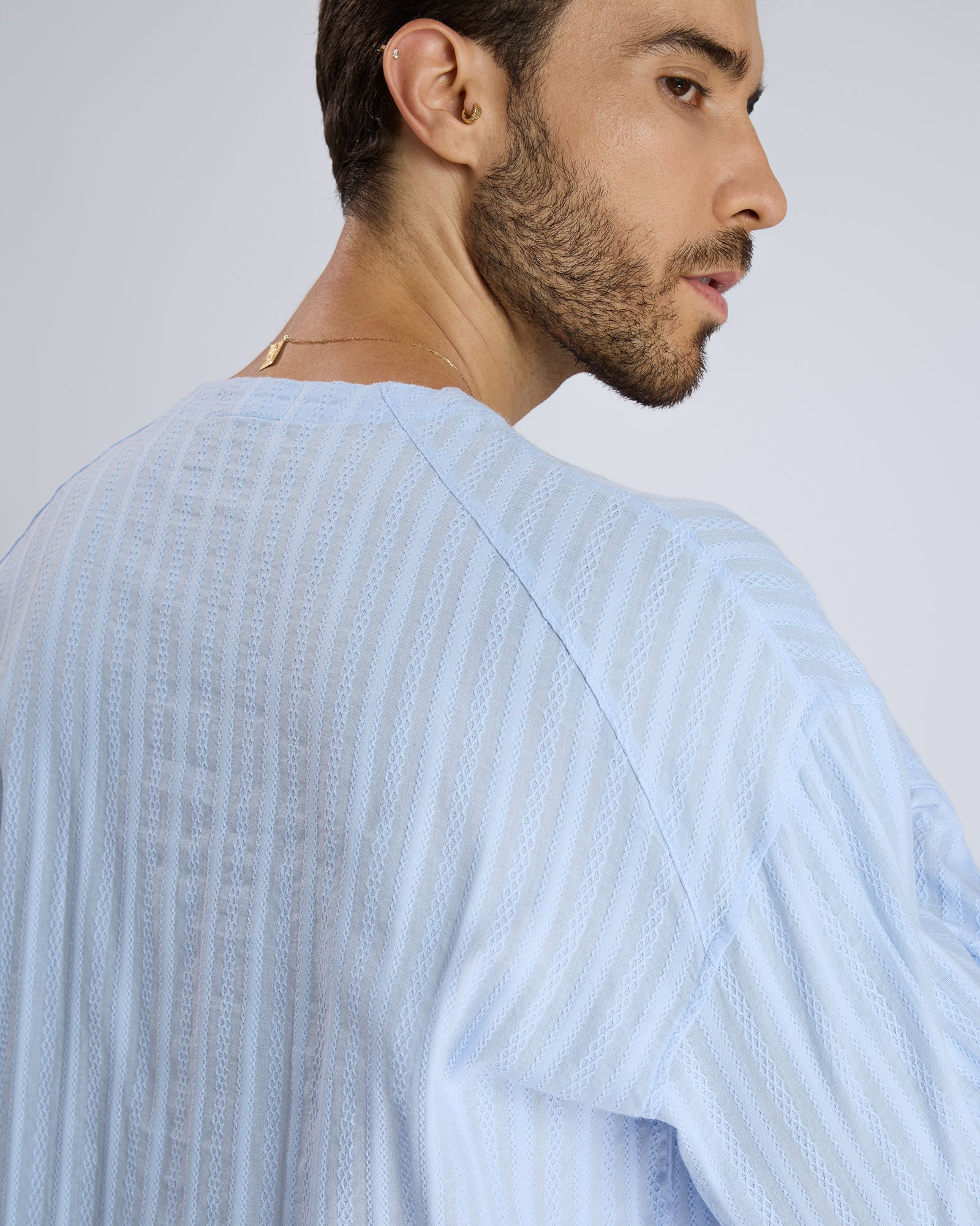 TEXTURED BLUE SHIRT by DOKARH