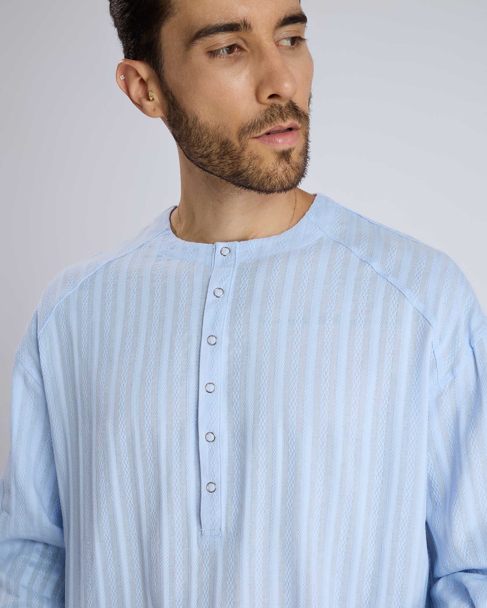 TEXTURED BLUE SHIRT by DOKARH
