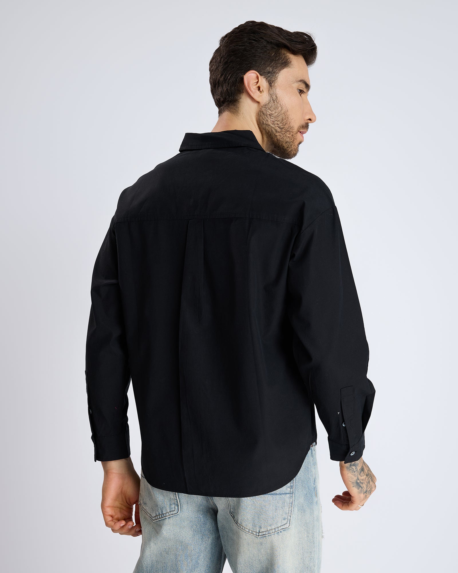 FOREST PRINT BLACK COTTON SHIRT