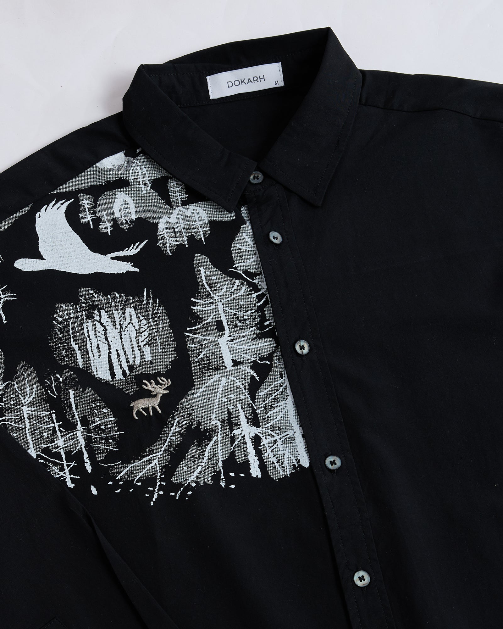 FOREST PRINT BLACK COTTON SHIRT