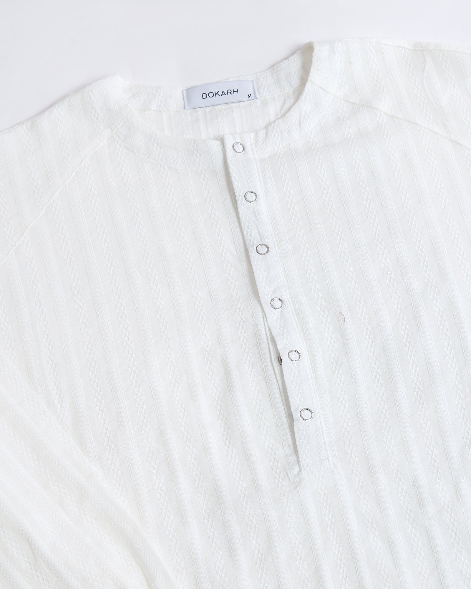 WHITE TEXTURED COLLAR SHIRT by DOKARH