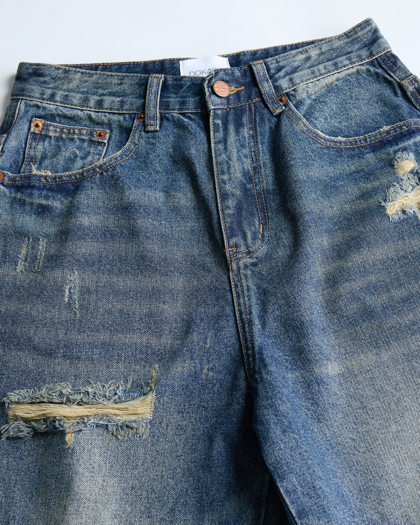 BLUE DENIM WIDE-LEG JEANS