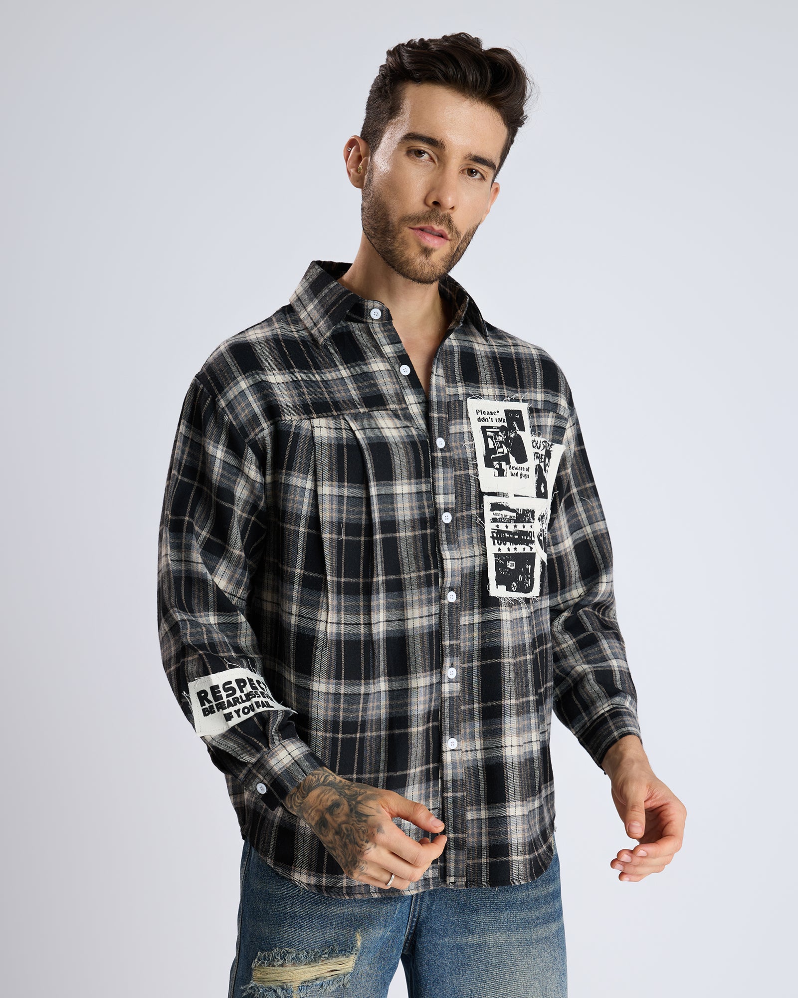 GRAPHIC PATCH FLANNEL SHIRT