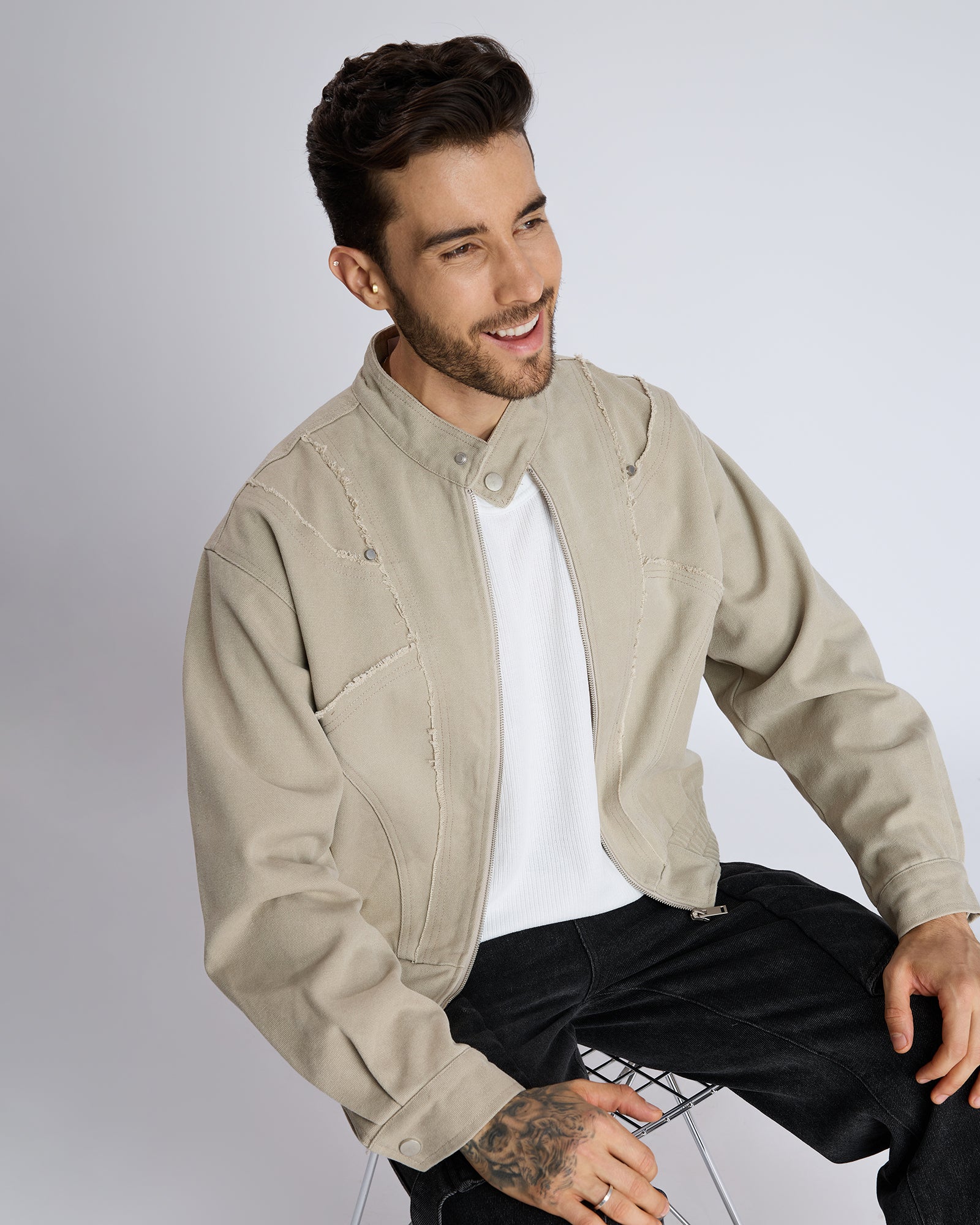 BEIGE ZIP JACKET by DOKARH