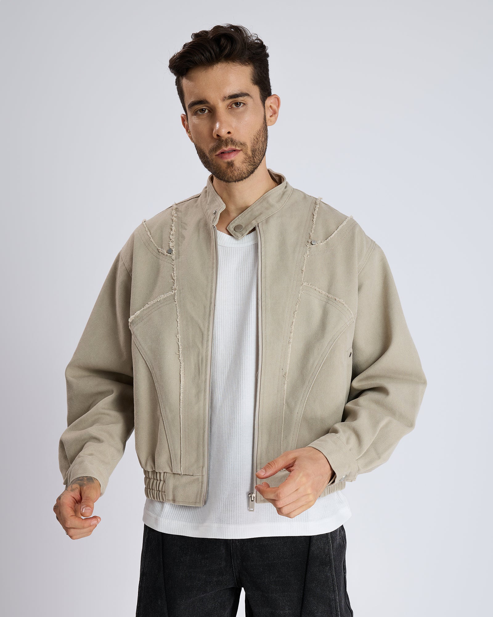 BEIGE ZIP JACKET by DOKARH