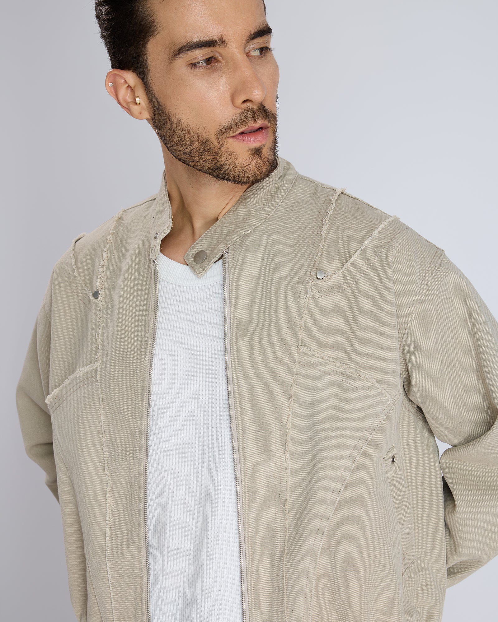 BEIGE ZIP JACKET by DOKARH