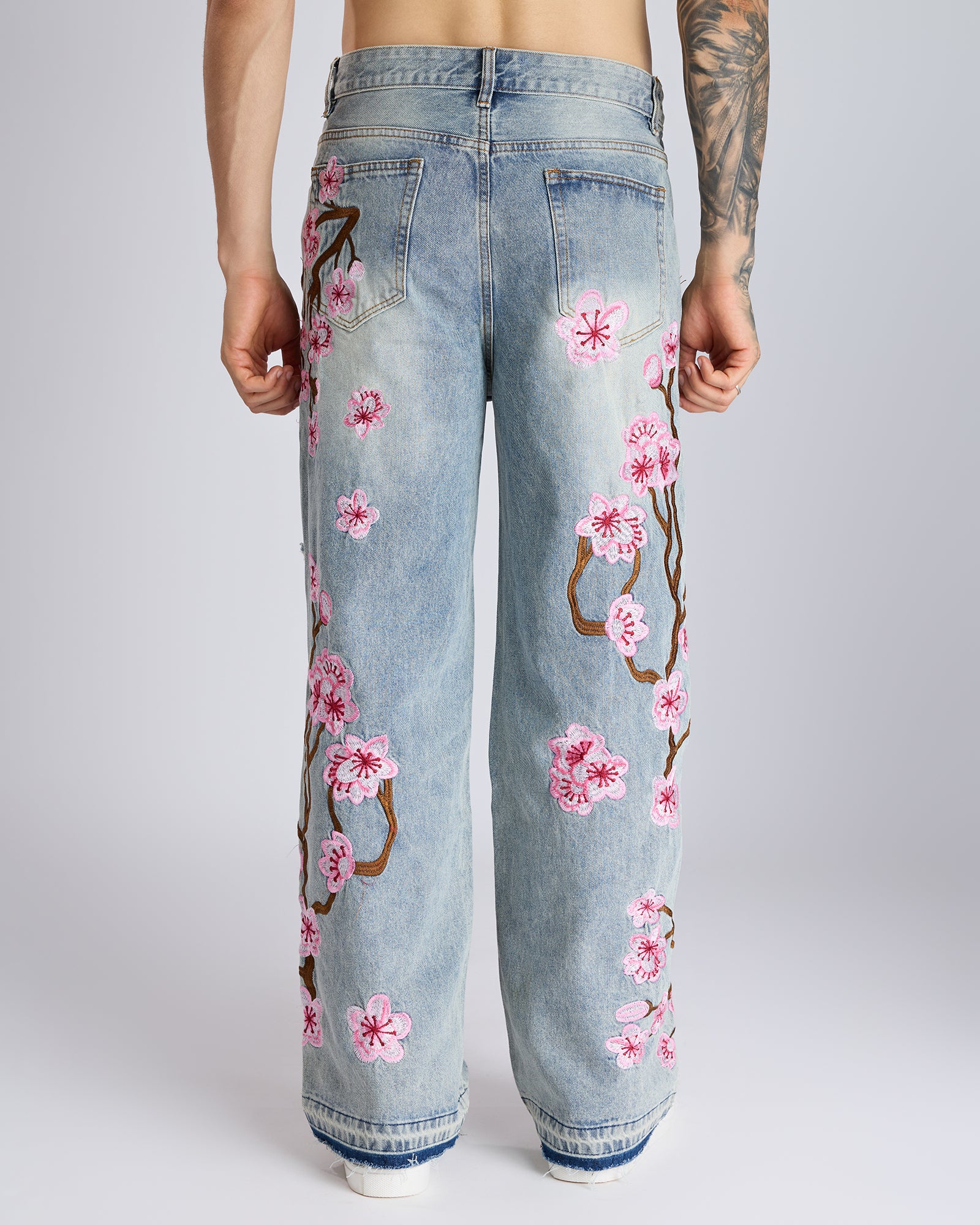 CHERRY BLOSSOM EMBROIDERED JEANS