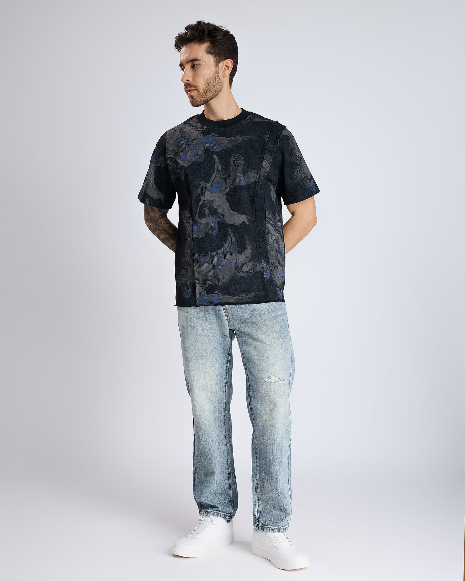 MULTI TEXTURED T-SHIRT by DOKARH