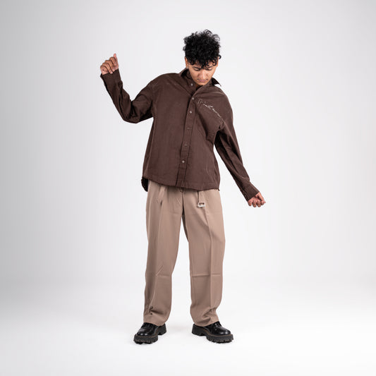 Chocolate Brown Washed Overshirt