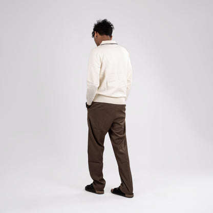 Men's Cream Polo Knit Sweatshirt