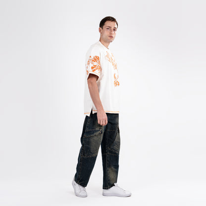 Men's Oversized Floral Embroidery Tee