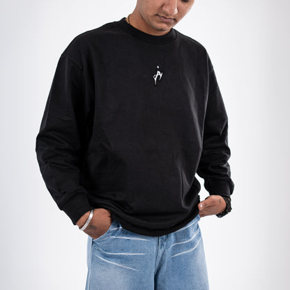 Oversized Black Crewneck Sweatshirt