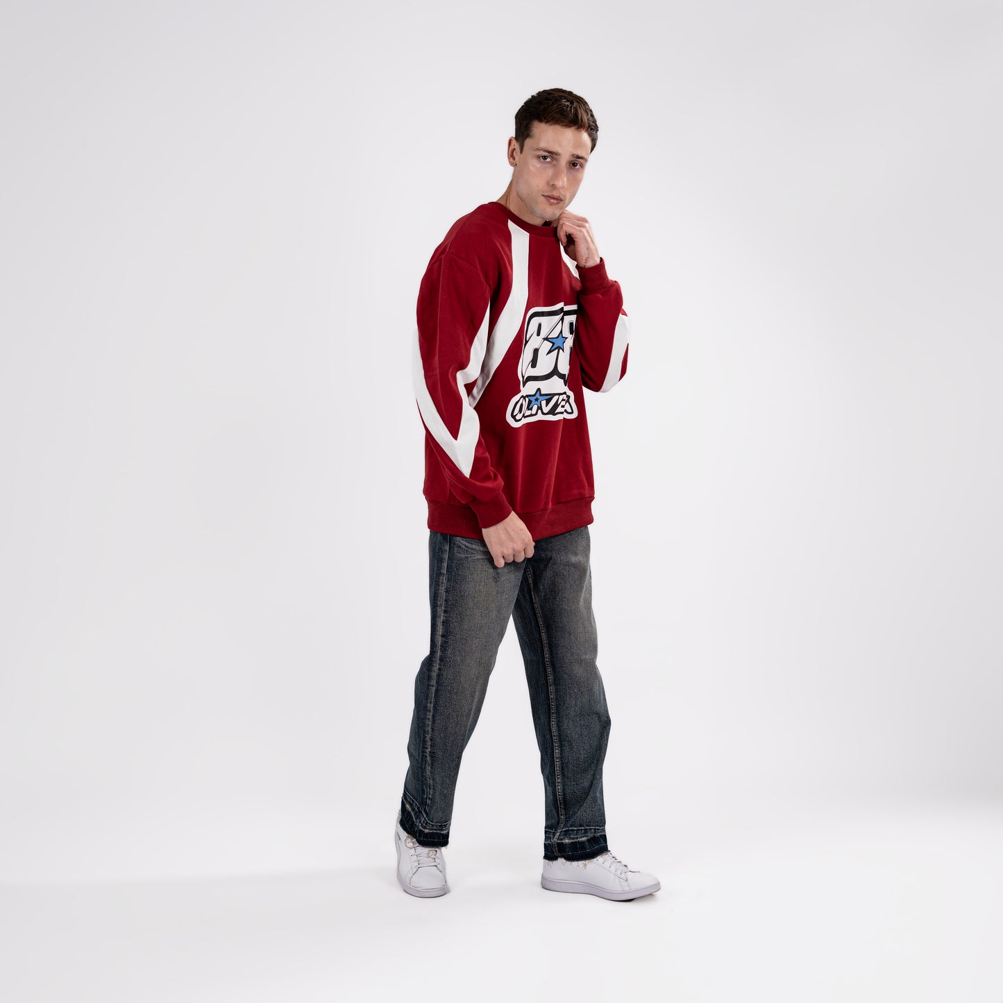 Maroon 340GSM Bold Stripe Sweatshirt