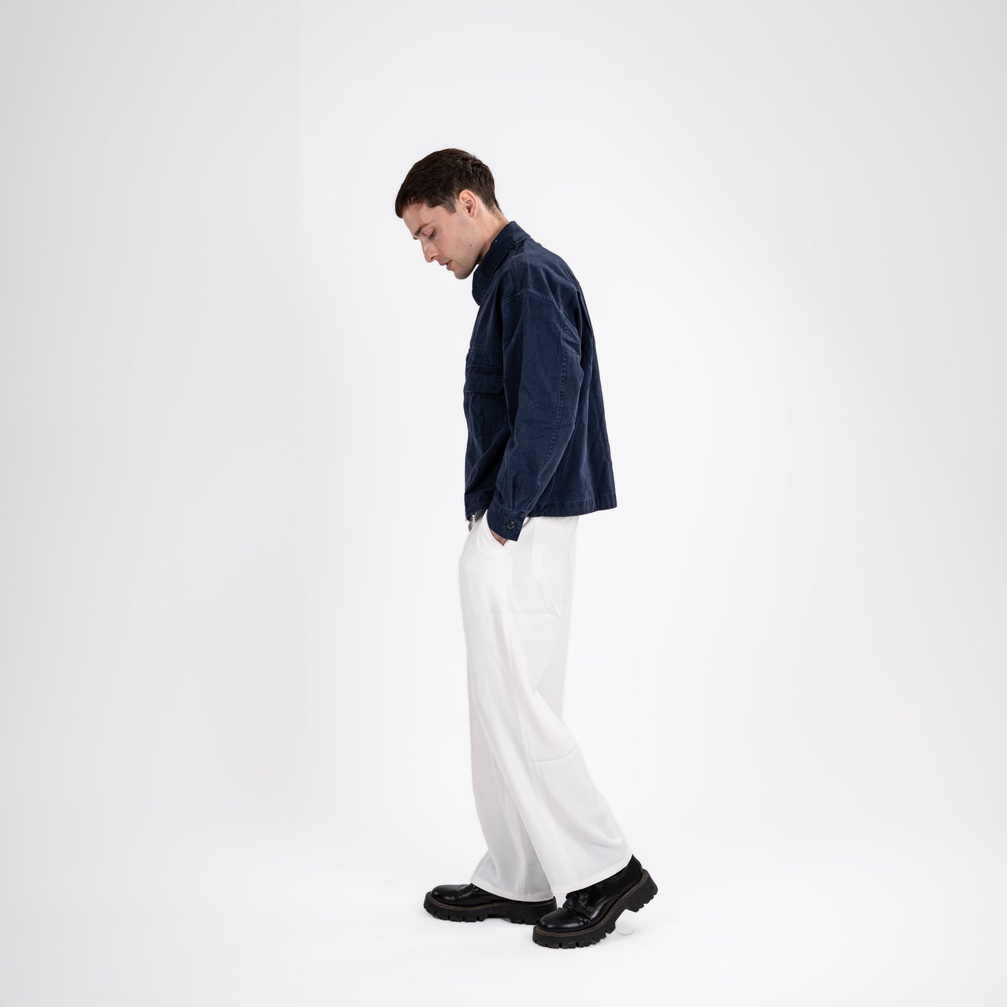 White Relaxed Fit Korean Trousers