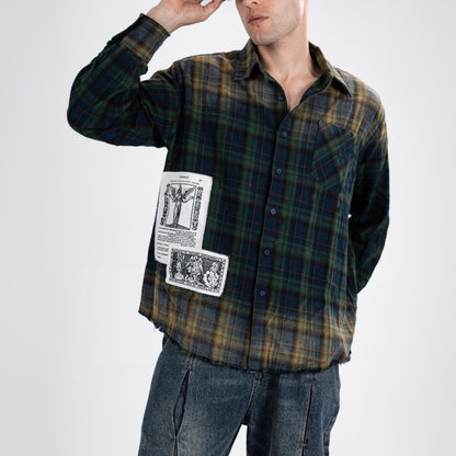 Men's Vintage Patchwork Plaid Shirt