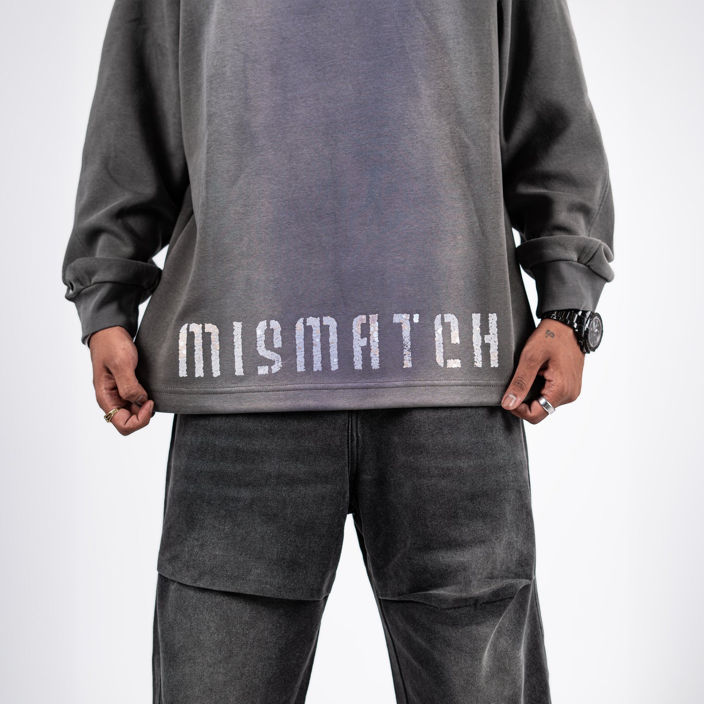 Mismatch Grey Hoodie