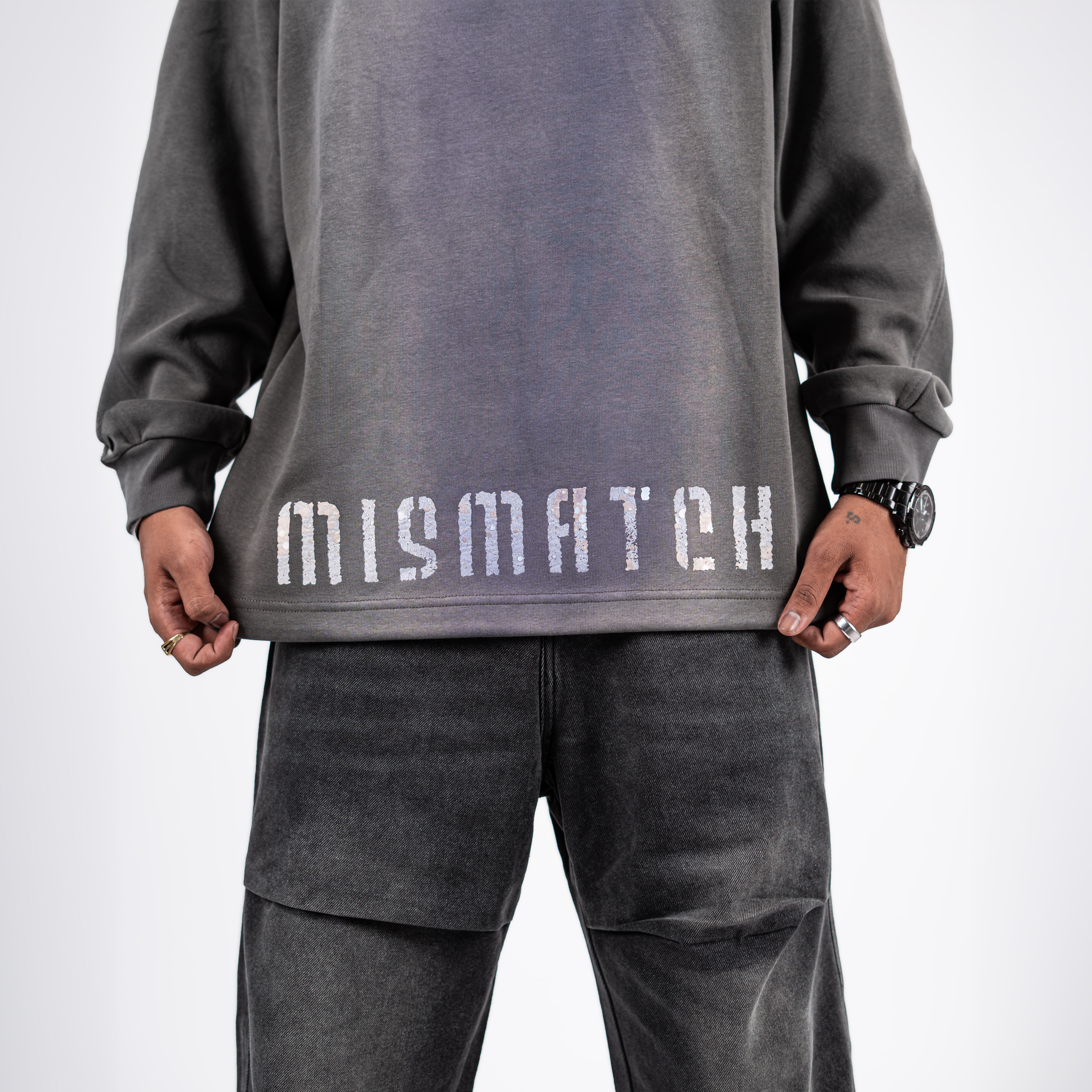 Mismatch Grey Hoodie