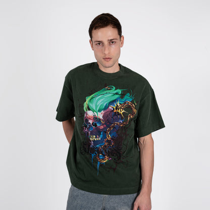 Forest Green 340GSM Heavyweight Skull Graphic Tee