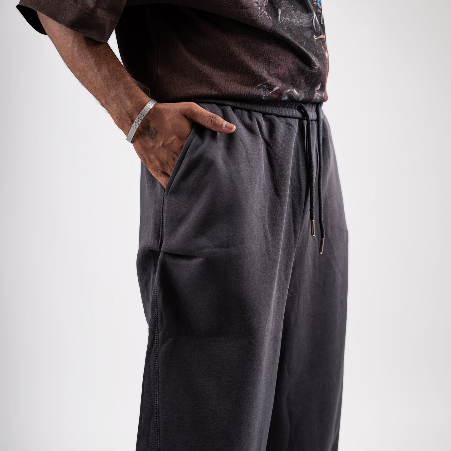 Charcoal wide-leg sweatpants