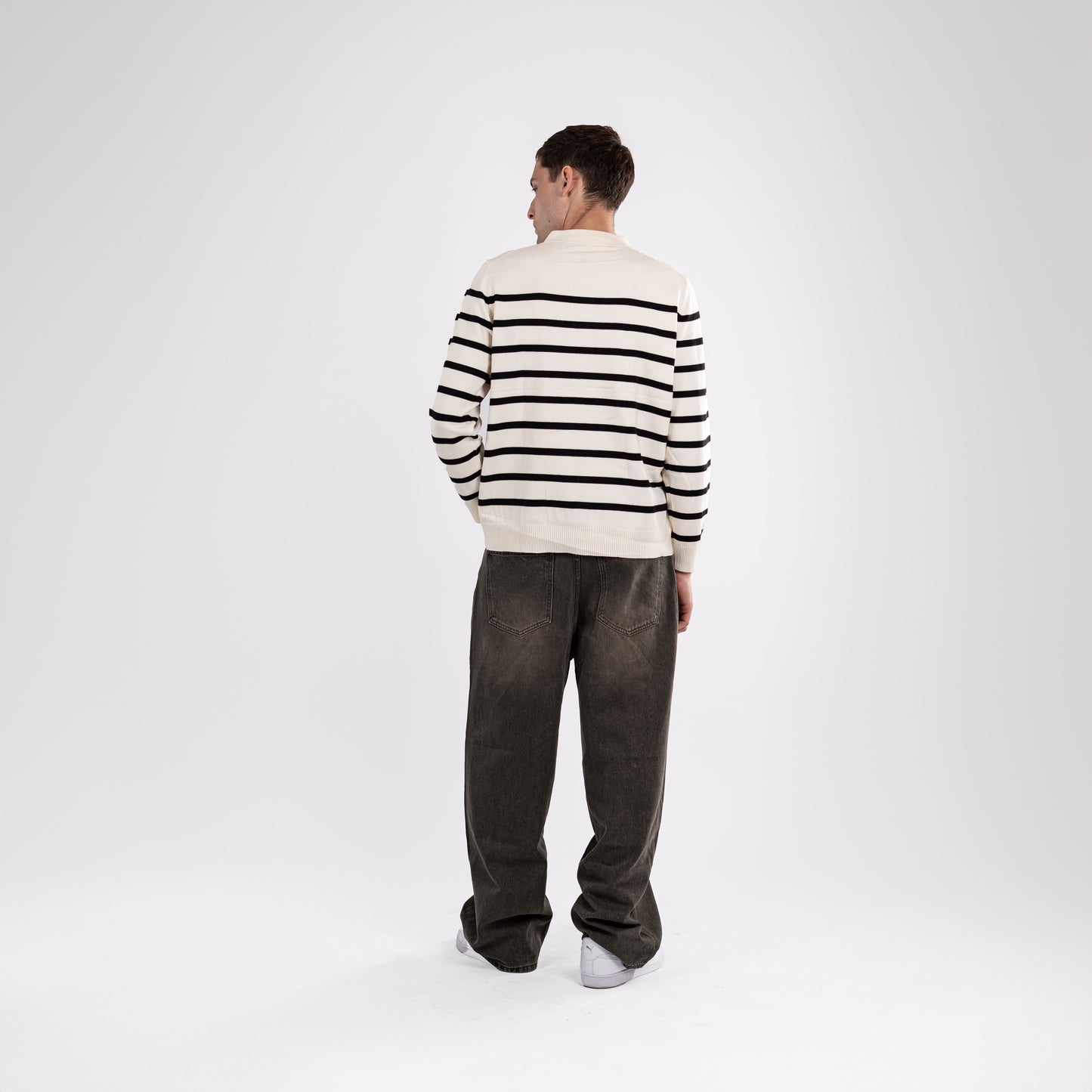 Classic Striped Polo Sweatshirt