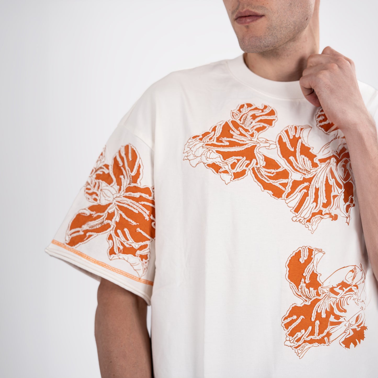 Men's Oversized Floral Embroidery Tee