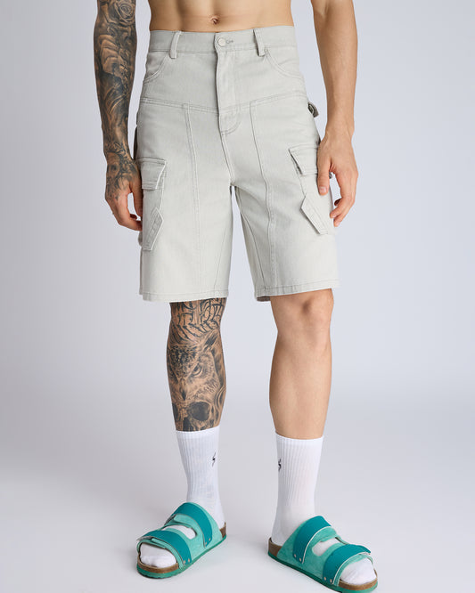 WASHED GREY CARGO SHORTS
