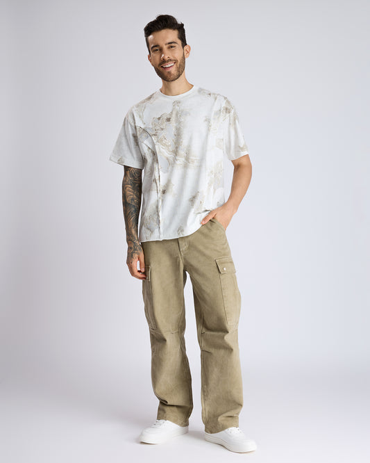 MARBLE PATTERNED GRAPHIC T-SHIRT