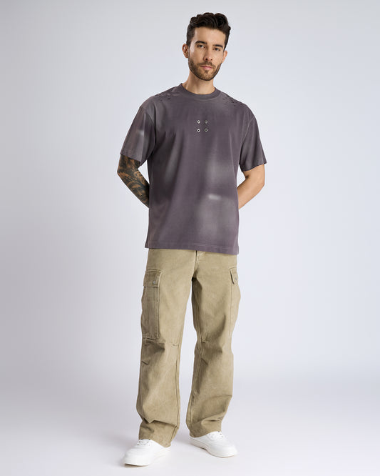 CHARCOAL EYELET T-SHIRT