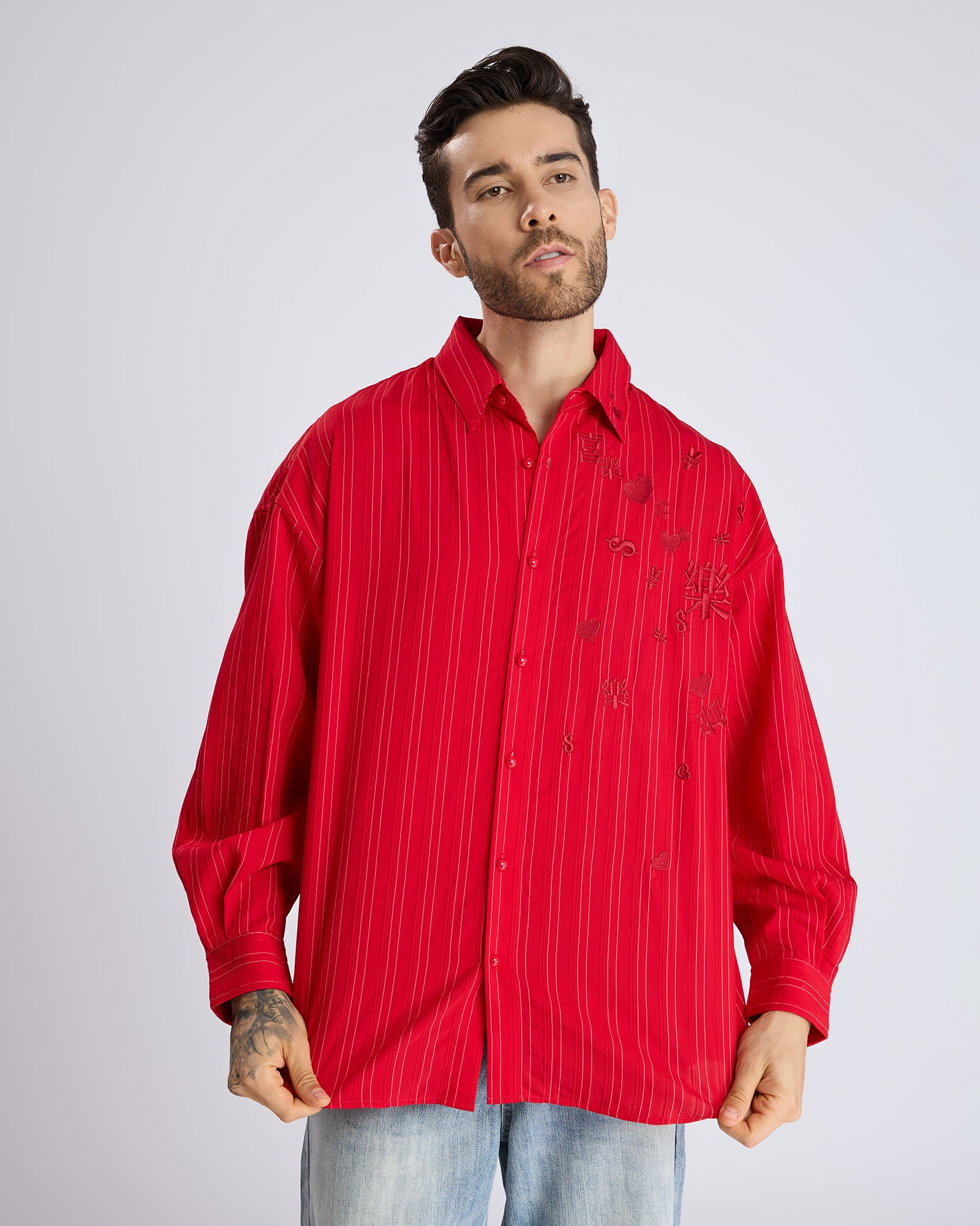 EMBROIDERED STRIPED SHIRT