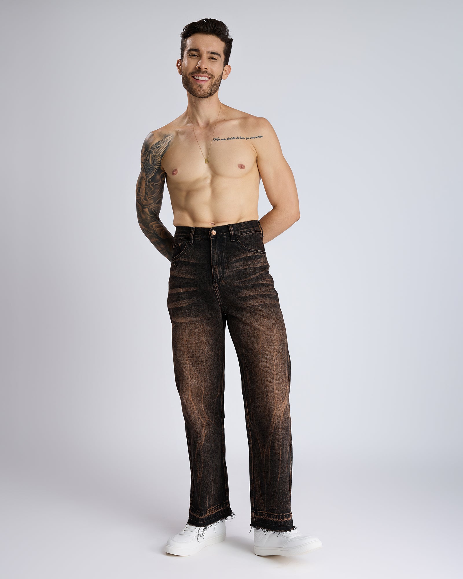 BLACK ACID WASH BAGGY JEANS