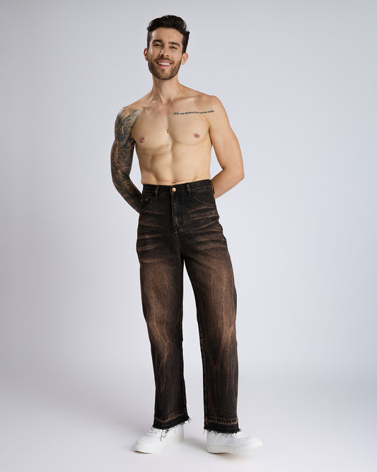 BLACK ACID WASH BAGGY JEANS
