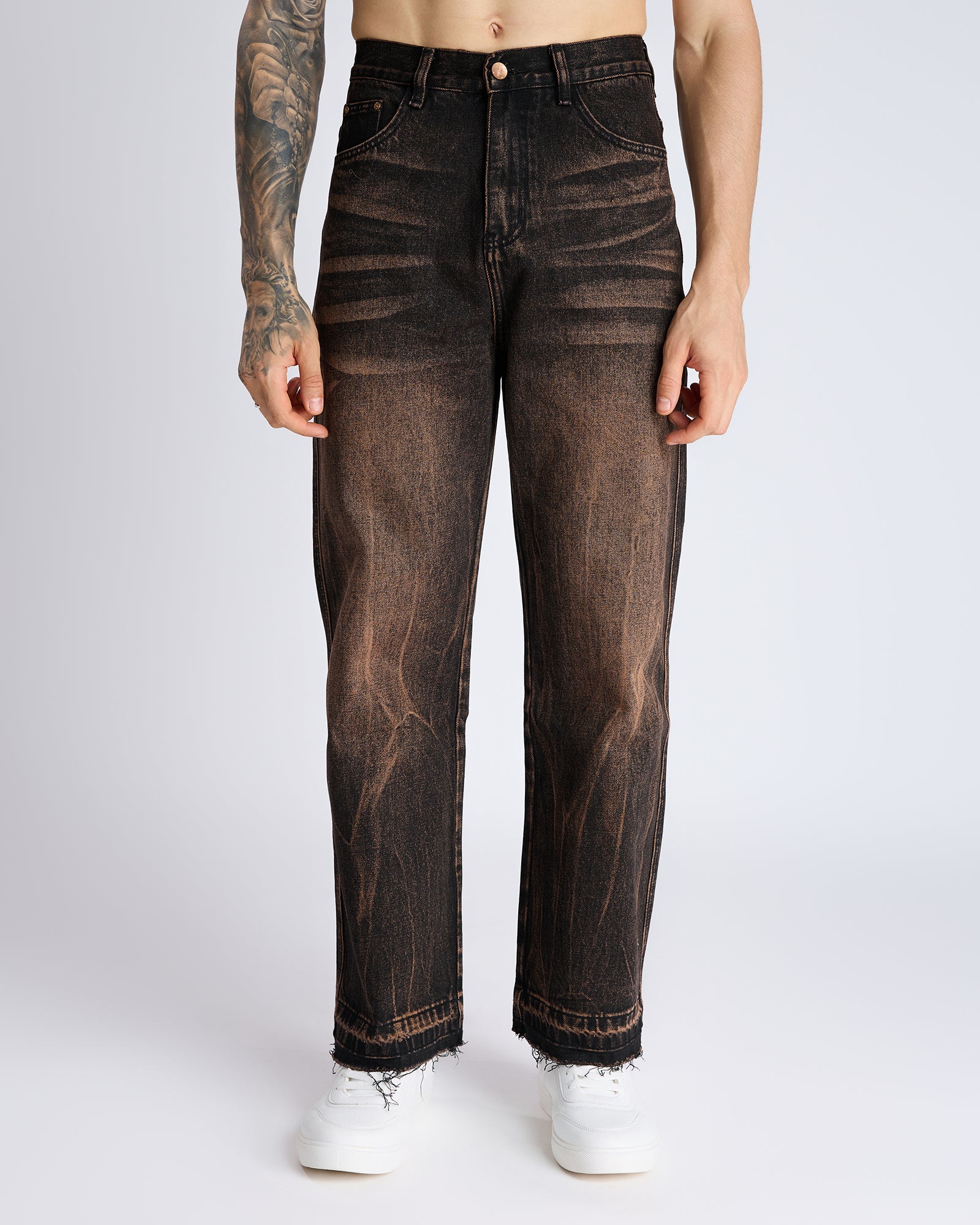 BLACK ACID WASH BAGGY JEANS
