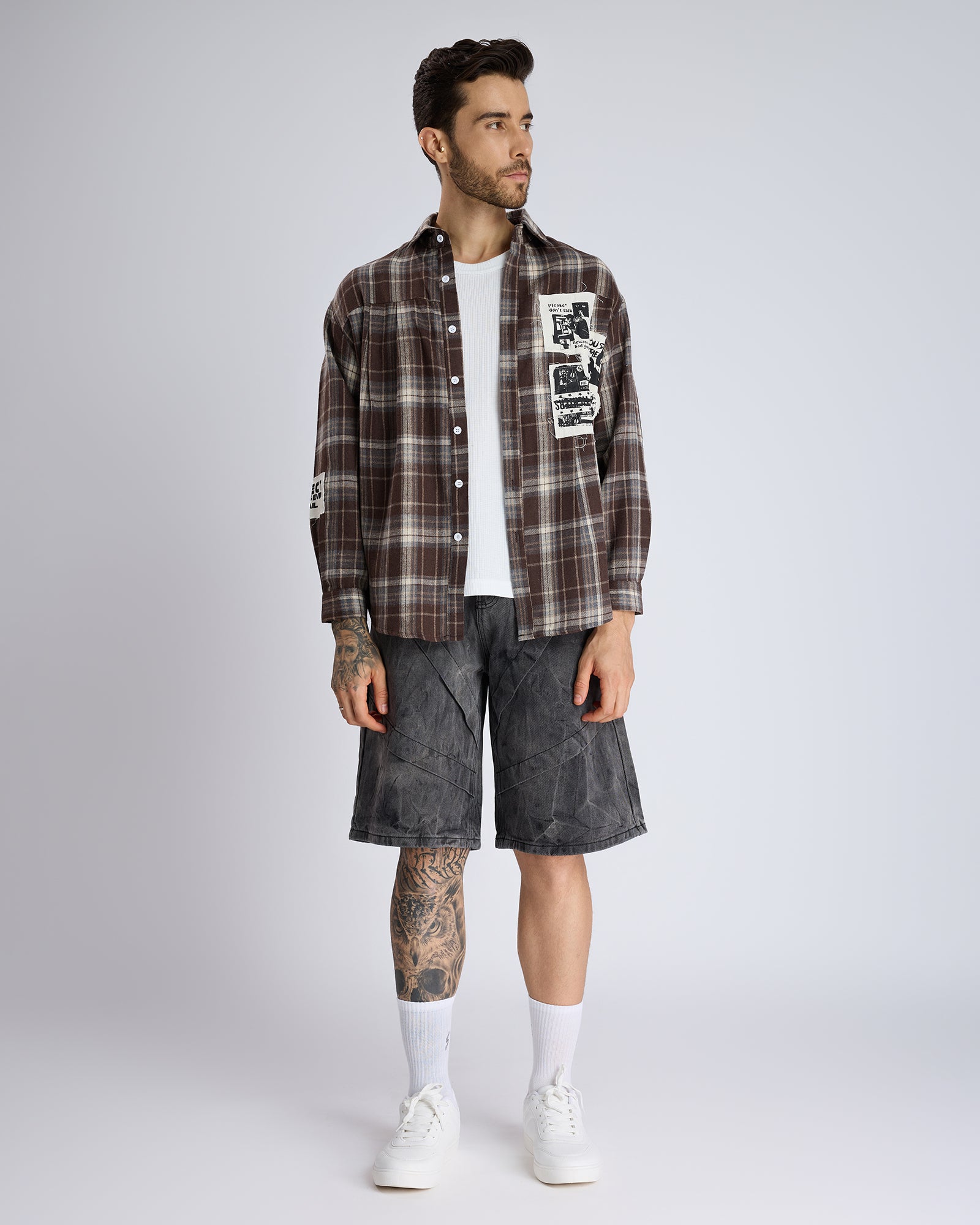 REBEL PATCHED FLANNEL SHIRT