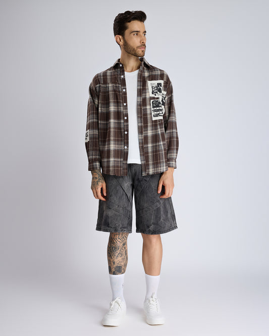 REBEL PATCHED FLANNEL SHIRT