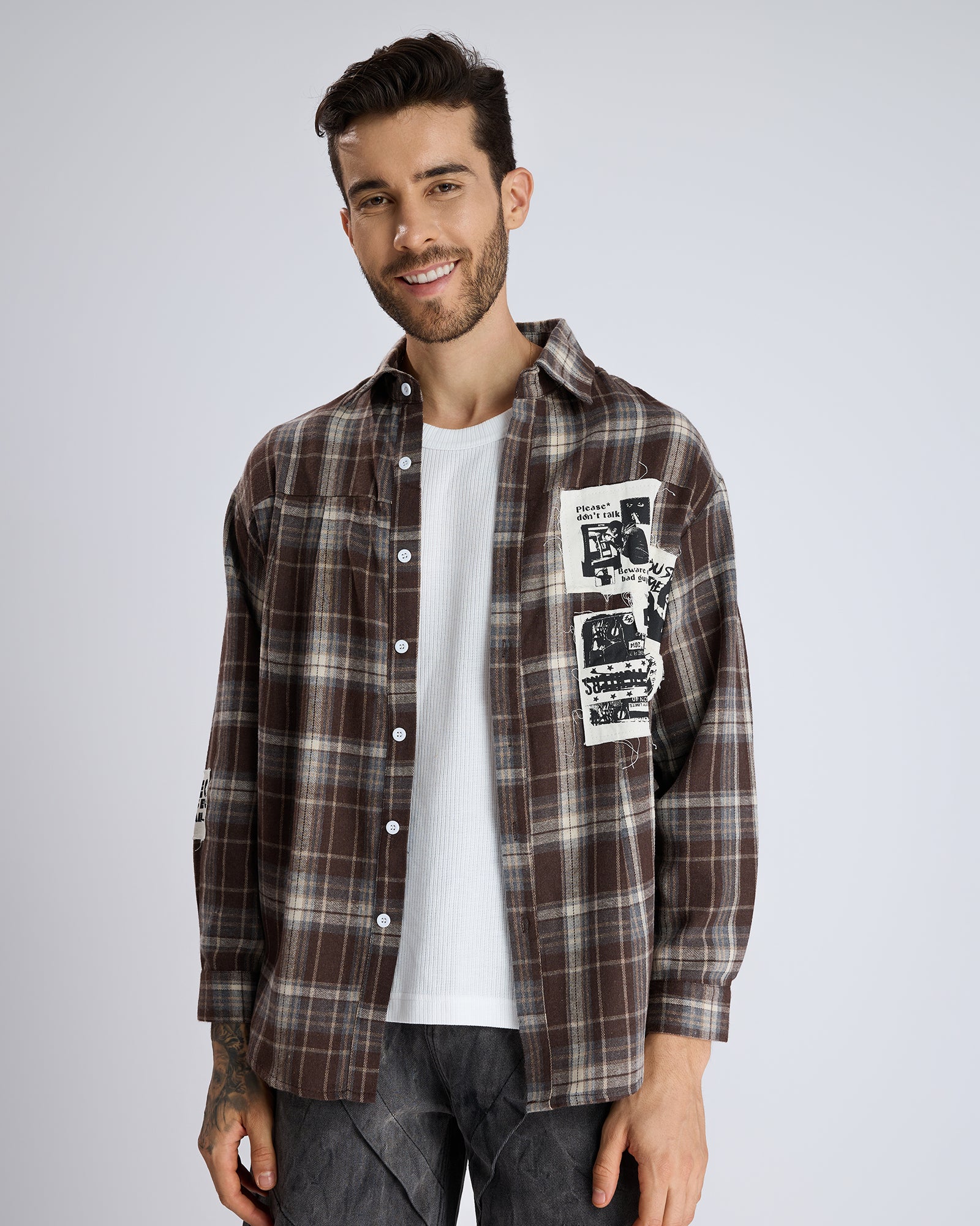 REBEL PATCHED FLANNEL SHIRT