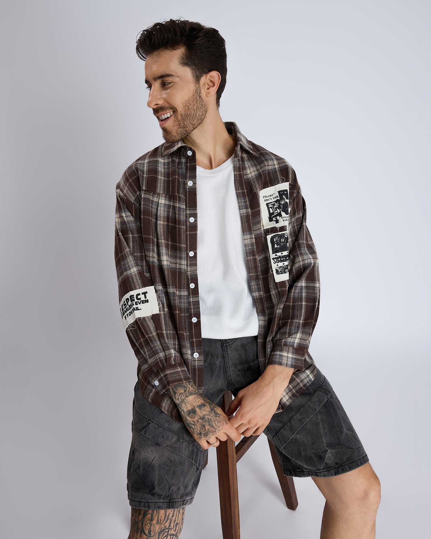 REBEL PATCHED FLANNEL SHIRT