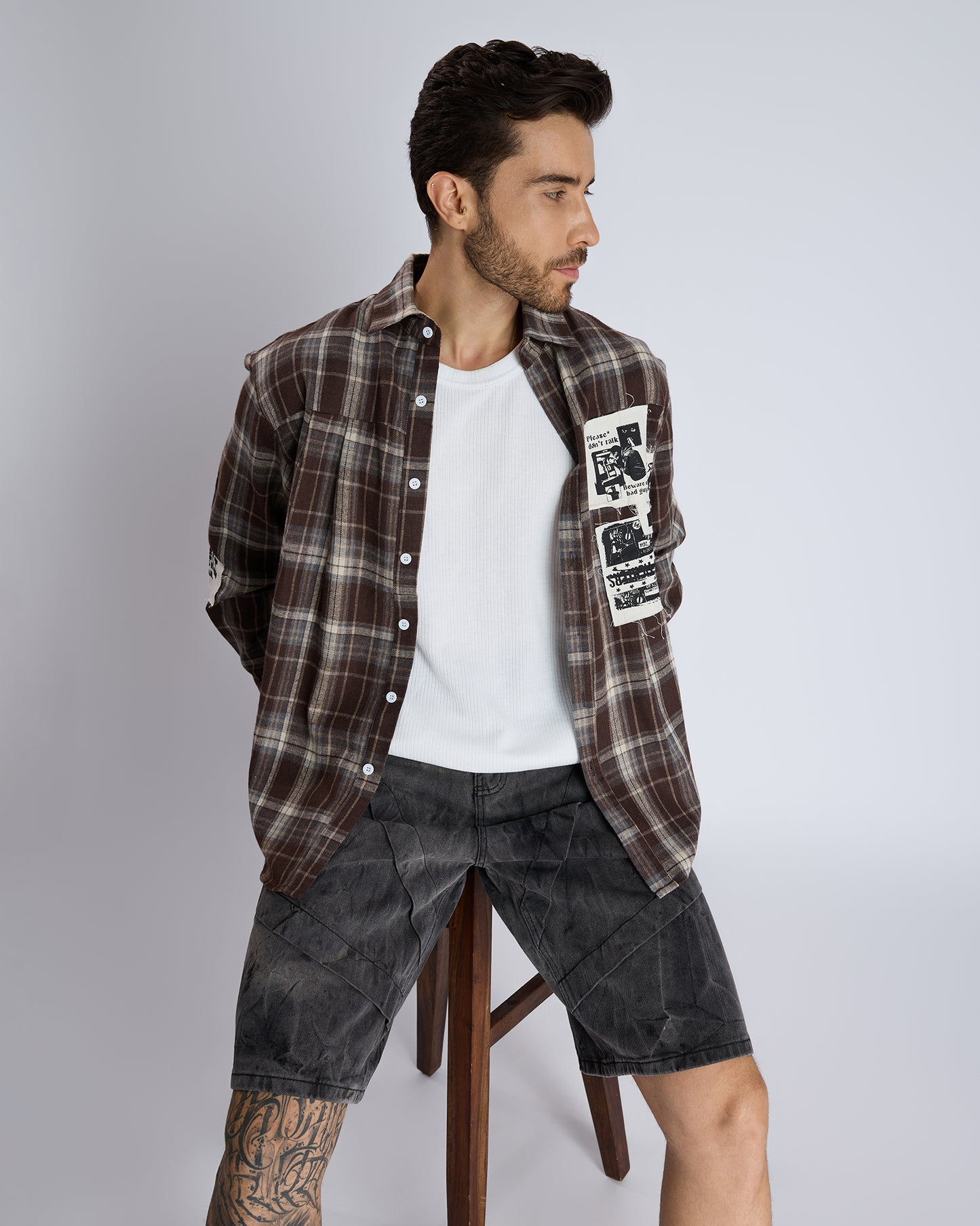 REBEL PATCHED FLANNEL SHIRT