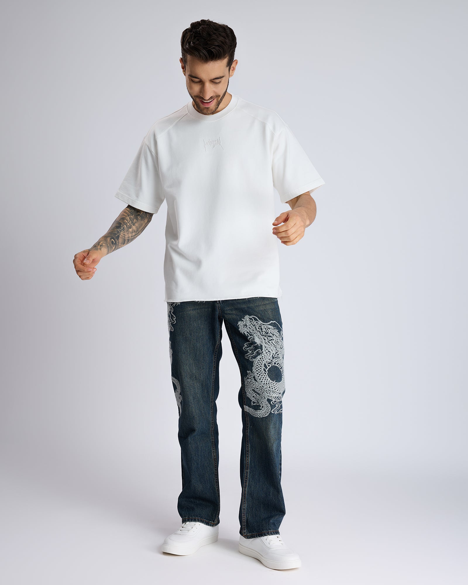 COTTON T-SHIRT WITH TONAL EMBROIDERY